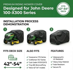 Riding Lawn Mower Cover for John Deere 100-X300 Series.