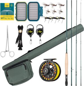 SF Fly Fishing Rod Combo Starter Kit Semi Gloss Green Jade Finish.