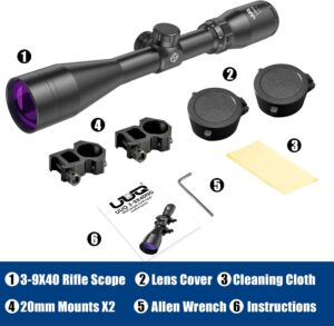 UUQ 3-9×40 Rifle Scope with Red/Green Illumination.