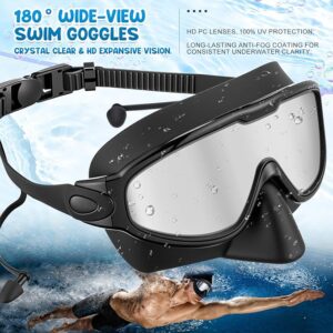 Kanayu Swim Goggles with Nose Cover & Earplug