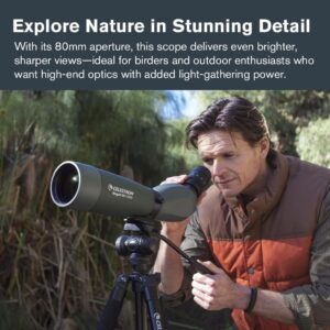 5. Celestron Regal M2 20-60x80 ED Spotting Scope – Best for Long-Range Hunting and Versatility.