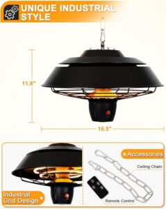 STAR PATIO 1500W Hanging Electric Patio Heater with Remote Control