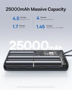 Baseus 25,000mAh 145W Power Bank with Built-In USB-C Cables