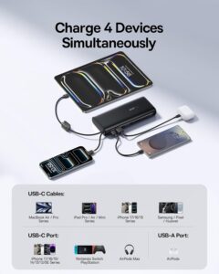 Baseus 25,000mAh 145W Power Bank with Built-In USB-C Cables